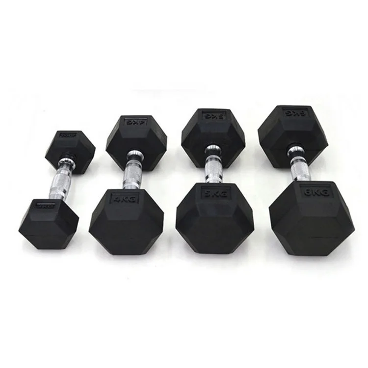 Custom Gym Equipment Black LB Rubber Coated Hex Dumbbell For Power Training