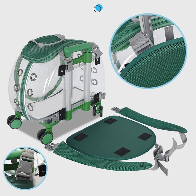 Waterproof Airline Travel Portable Clear Transparent Pet Carrier Backpack with Trolley Wheels For Dogs Cats Pet
