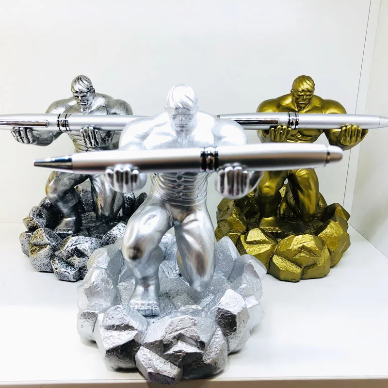 The Hulk comics Executive Pen Stand Cool Pencil Holder Resin Model Hero Armor Soldier Pen Holder With Metal Pen Gift For Man
