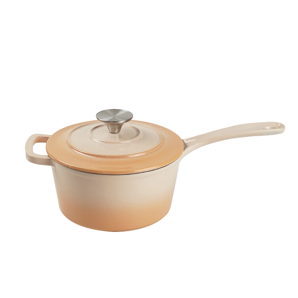 Factory Wholesale 20cm 2 QT Enamel Cast Iron Casserole Milk Boiling Pot Enamel Milk Pot Enameled Cast Iron Saucepan with lid