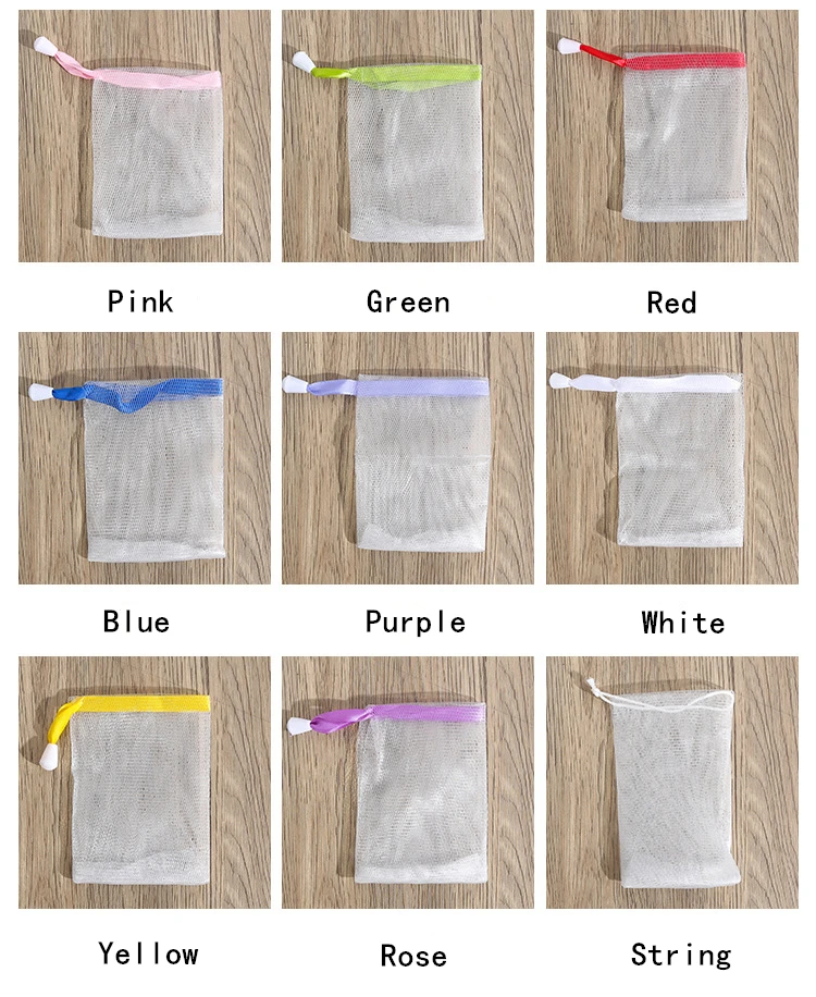 hot sale Body Cleaning Tool Bubble Foaming Soap Saver Net Pouch Soap Foaming Nylon Mesh Drawstring Bags