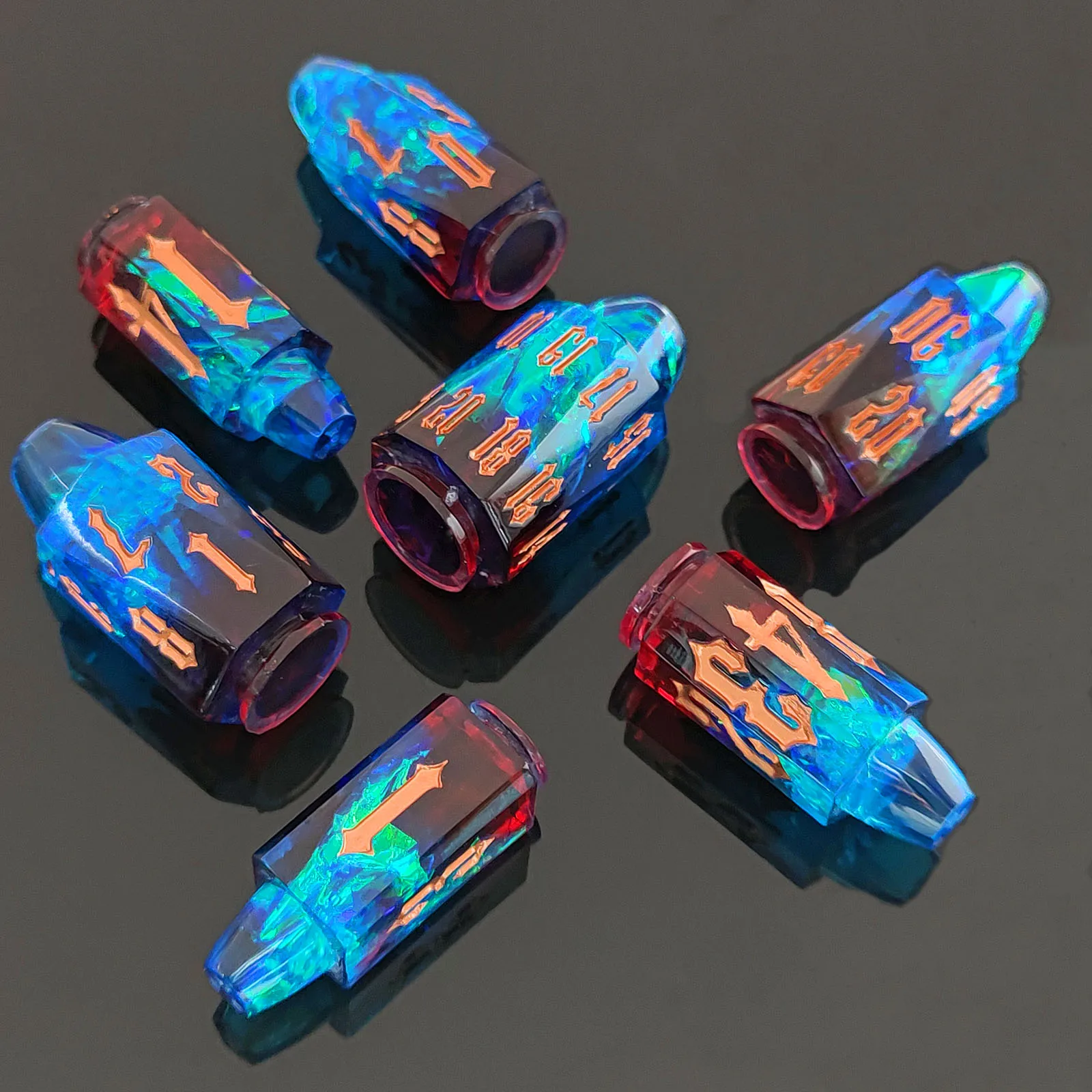 10 Available Colors Warhammer Cyberpunk Polyhedral Dice DND Bullet Resin Dice Set for Tabletop Game