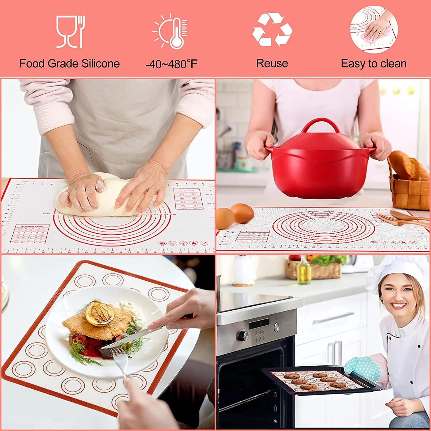 Silicone Pastry Mat Silicone Baking Mat Liners Pizza Dough Maker Pastry Rolling Dough Pastry Mat With Scale