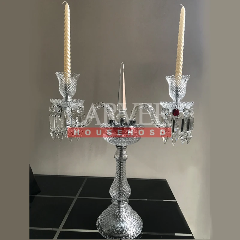 Crystal candle for home French crystal chandelier table candle Bacarate style decorative candlestick