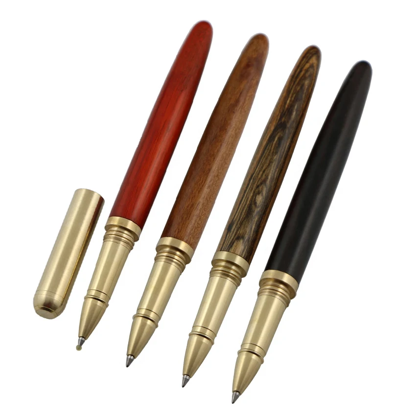 2021 Hot Rosewood Promotional Wooden Roller Tip Custom Metal Copper Wood Barrel Pen custom Brand logo With Brass pen cap