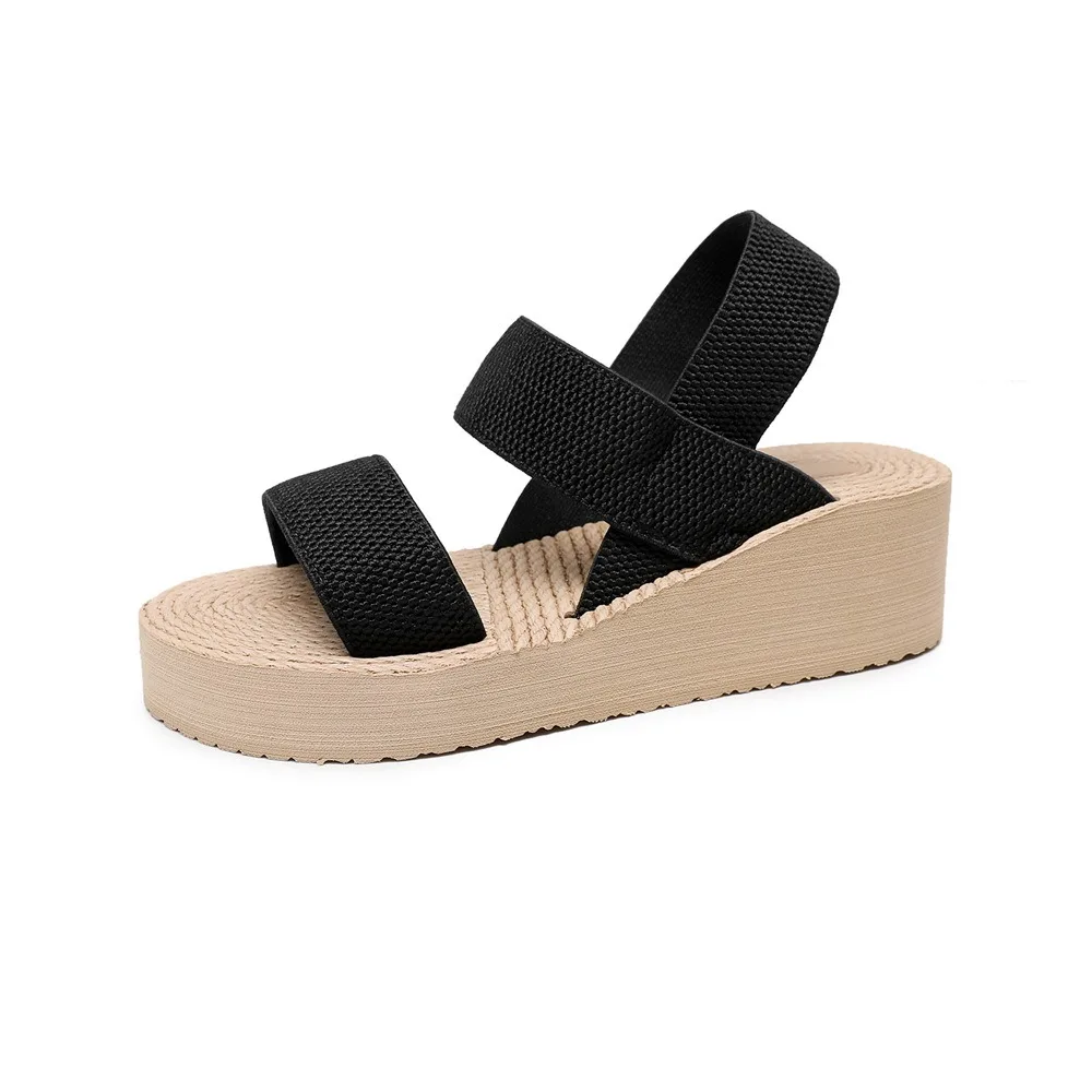 Beach Light Weight High-heeled Solid Color eva sports belt travel wedge bottom thick sole Daily Wearing Outdoor Sandals