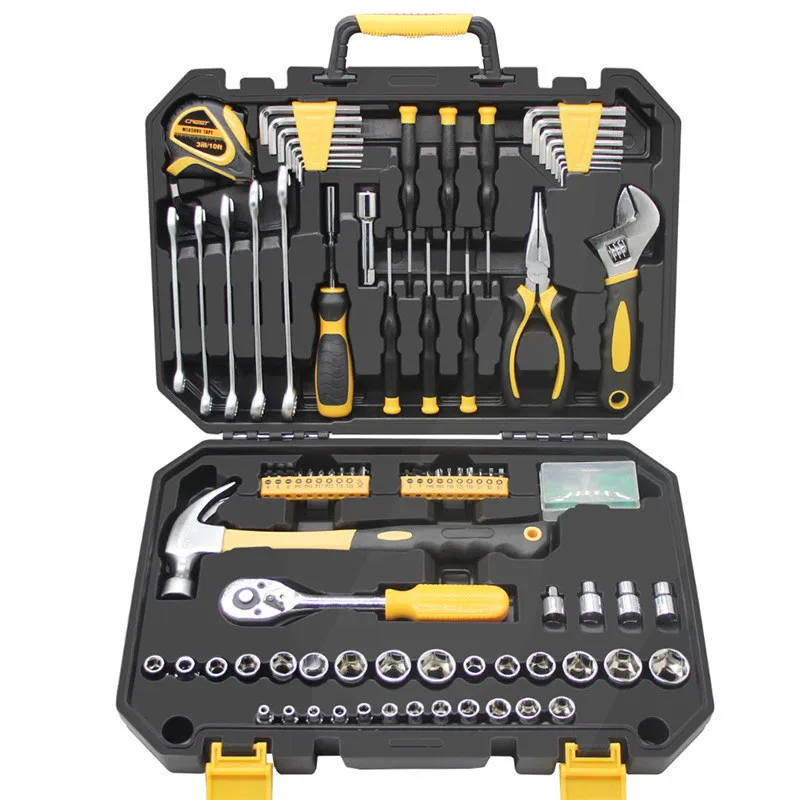 
127 pcs 3/8 1/4 lnch cr-v ratchet wrench deep socket set in mechanics handing tool set box for car repair 