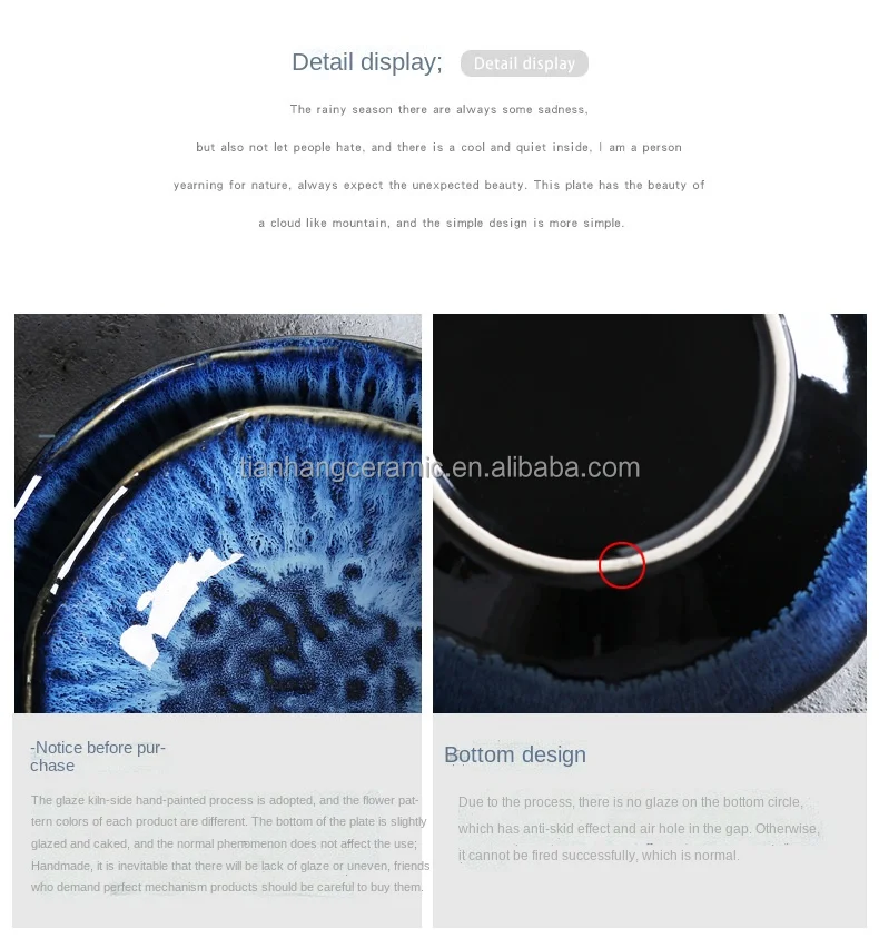 Nordic Modern Home tableware blue Glazed deep Plates Bowl Ceramic Dinnerware for hotel Restaurant porcelain Salad dessert bowls.jpg