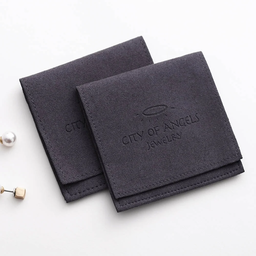 PandaSew Custom Logo Luxury Envelope Flap Micro Fiber Suede Jewelry Pouch