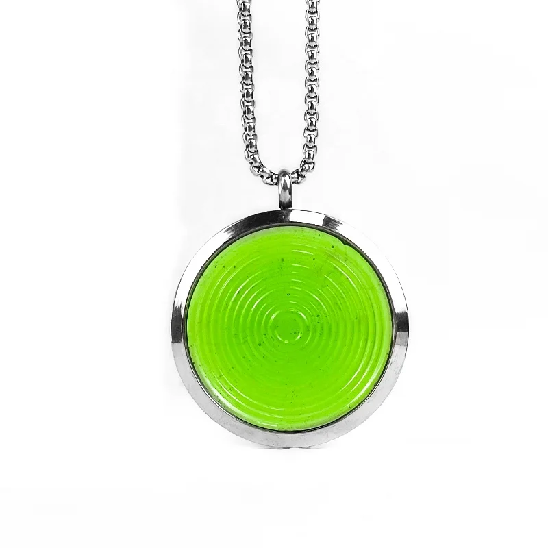Custom Logo Disc Type Necklace Stained Bio Glass Energy Stainless Steel Anion Pendant For Necklace