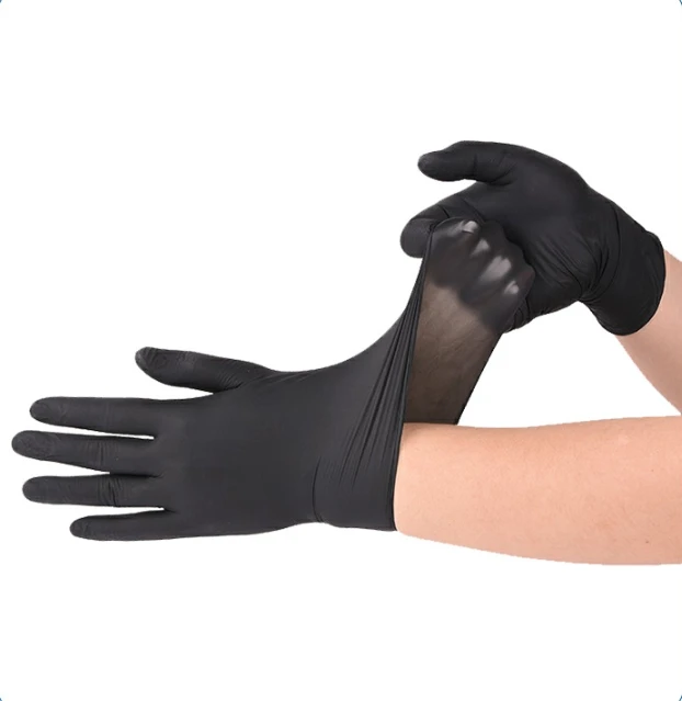 3mil black nitrile gloves tattoo beauty salon manicure hair nail art cleaning finger textured nitrile disposable nitrile gloves