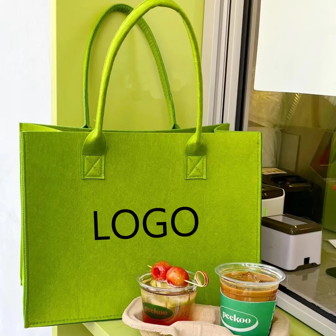 Online Hot Same Type Fashion Parsimonious Letter Open Type Felt Shopping Tote Bags