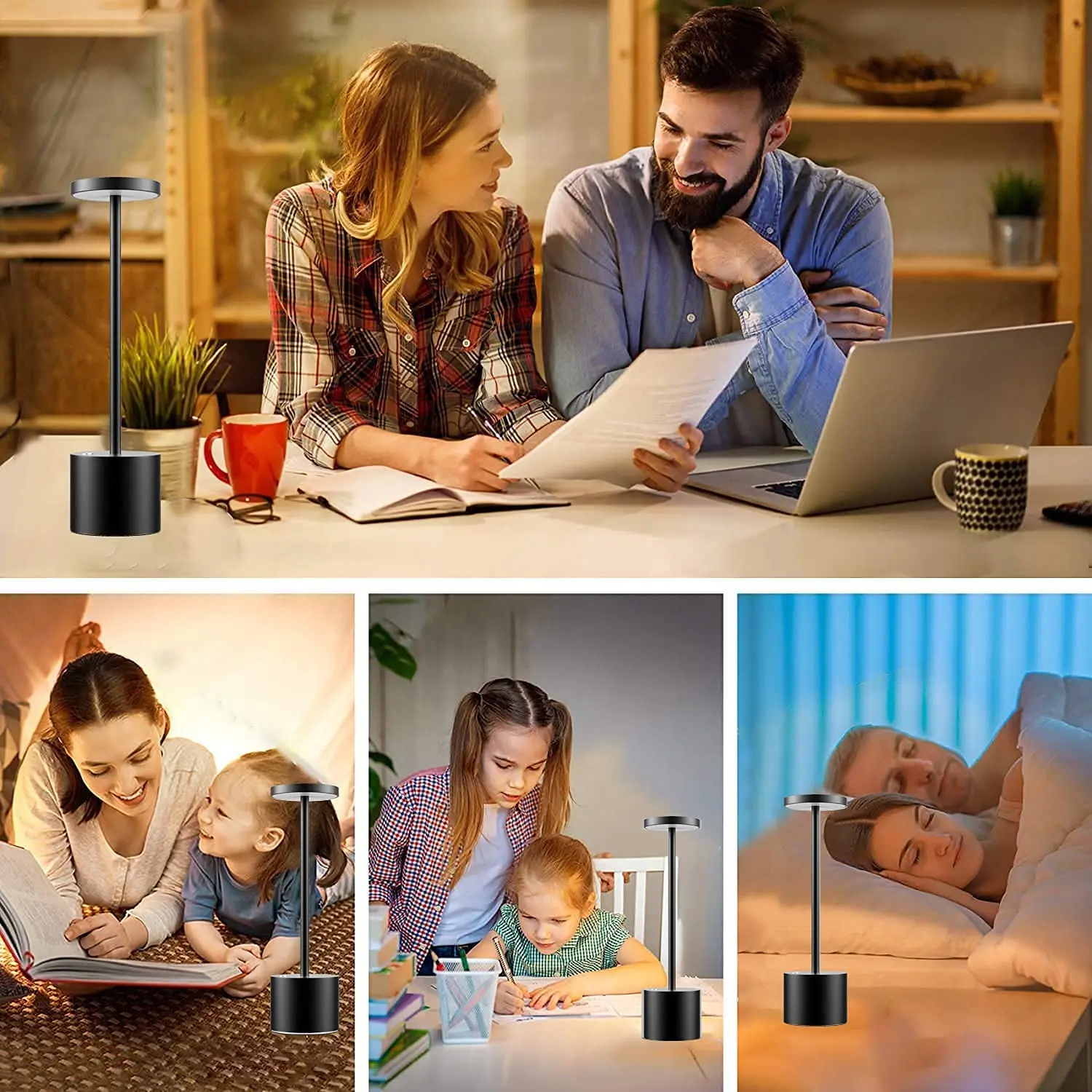 Lampe De Bureau Rechargeable Eye-caring LED Light Table Lamp Round Desk Lamp With Touch Switch Dimmable