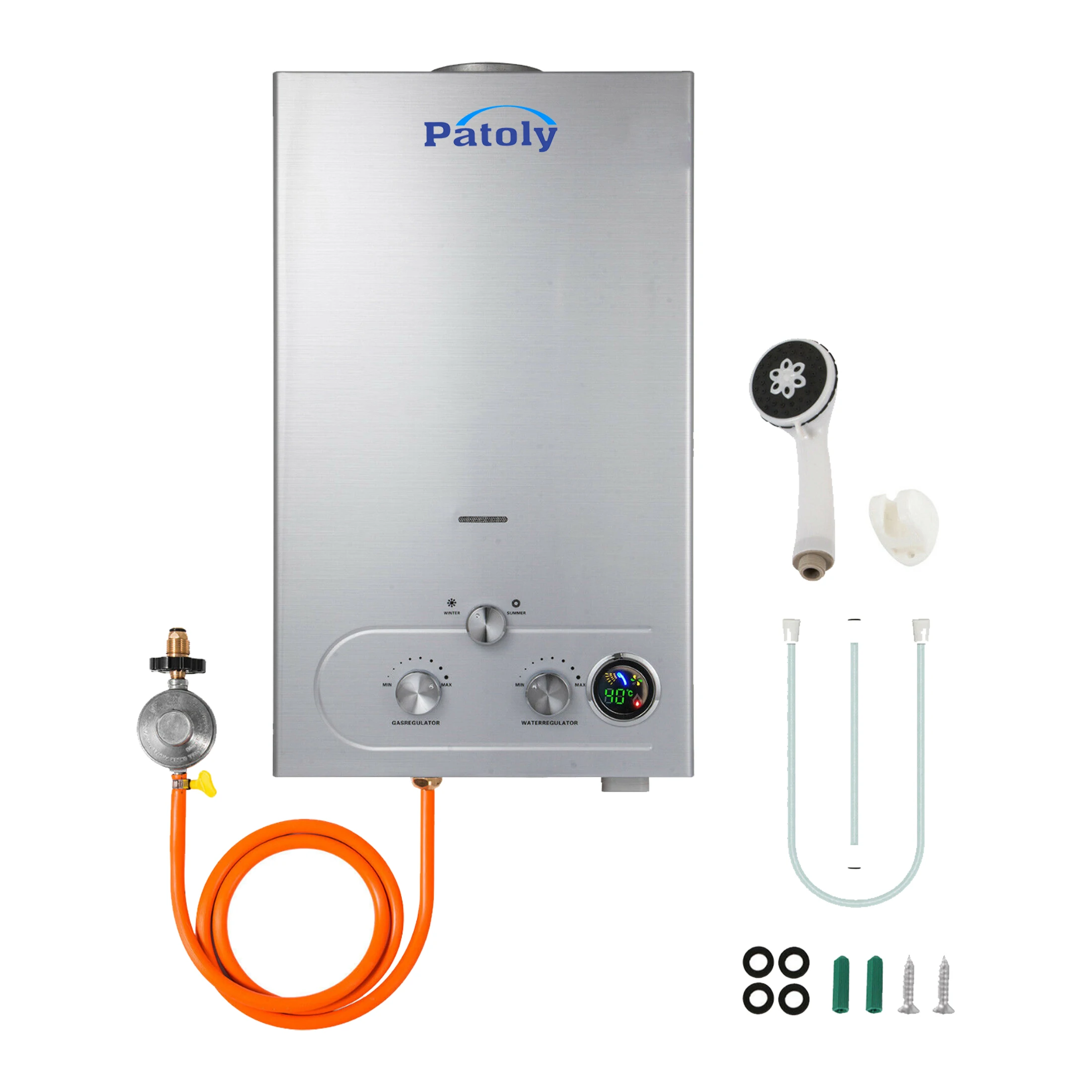 Energy Saving Liquid Instant Shower 304 Stainless Steel House Gas Hot Water Heater Tankless Camping 10L13L/Min Wall Hung Indoor