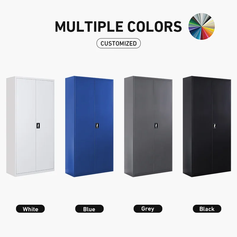 Manufacture Office Steel Cabinet Storage Metal Filing Cabinet Iron 2 Door Metal Cupboard with 4 adjustable shelves