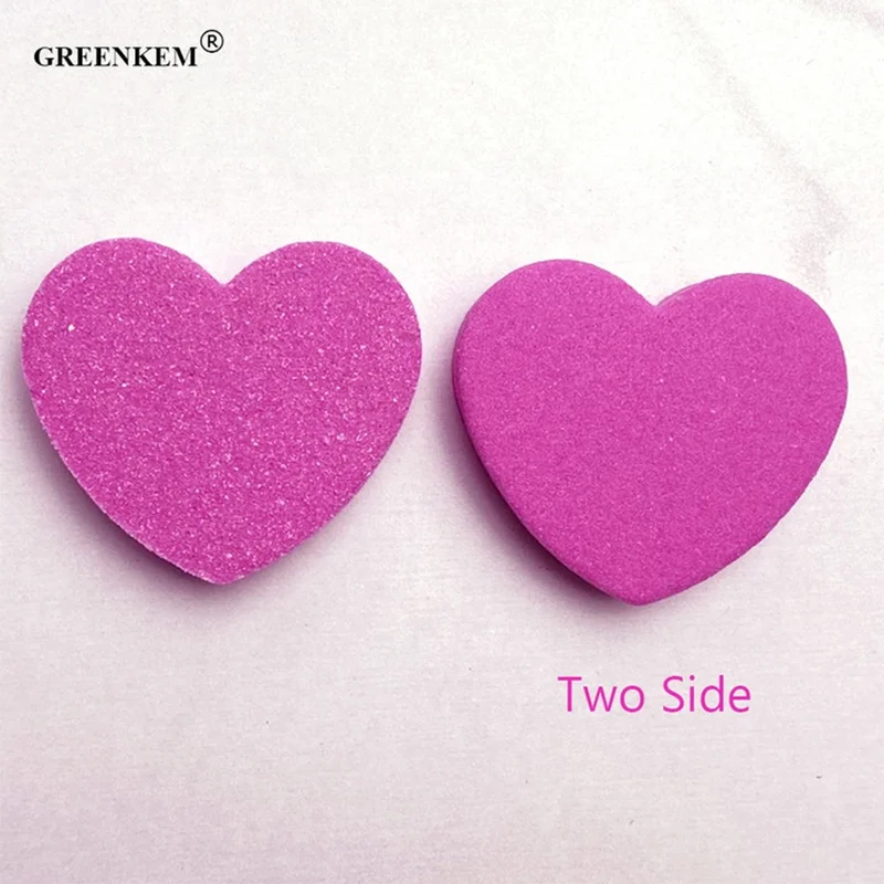 2023 Pink Love Heart Shape Nail Buffers Manicure Tool Double Sided Sandpaper Sponge Mini Custom Logo Nail File