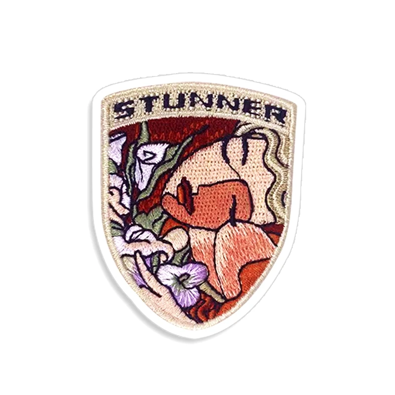 Wholesale high quality embroidered patch Iron on applique for clothing badge custom OEM edge Merrow  embroidery patches