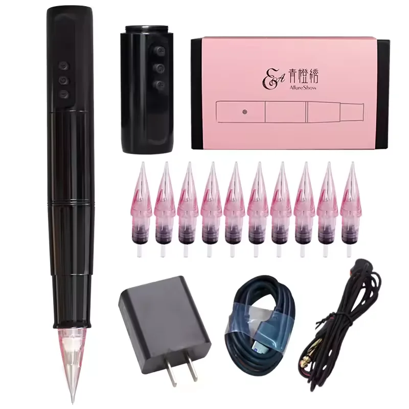 Pink Wireless Tattoo Needles Acupuncture Taper Maximize Ink Flow & Saturation pmu machine for eyebrow