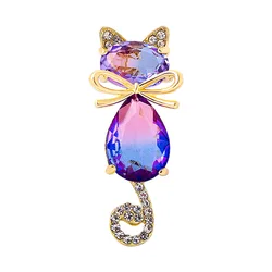 Crystal Cat Brooch High-grade corsage Korean version cute kitten pin suit corsage accessories