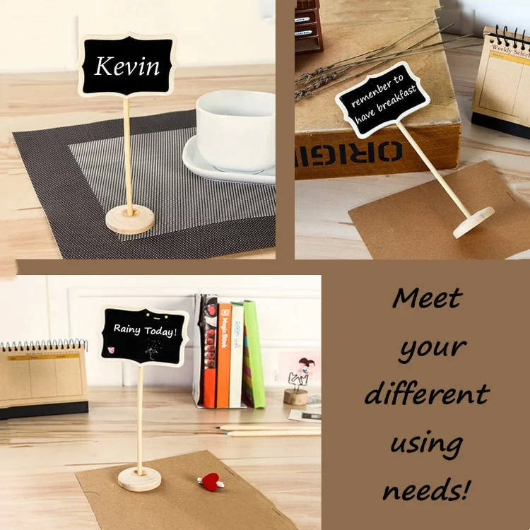 wholesale multifunctional message board 15 pack wooden mini chalkboard sign with stand