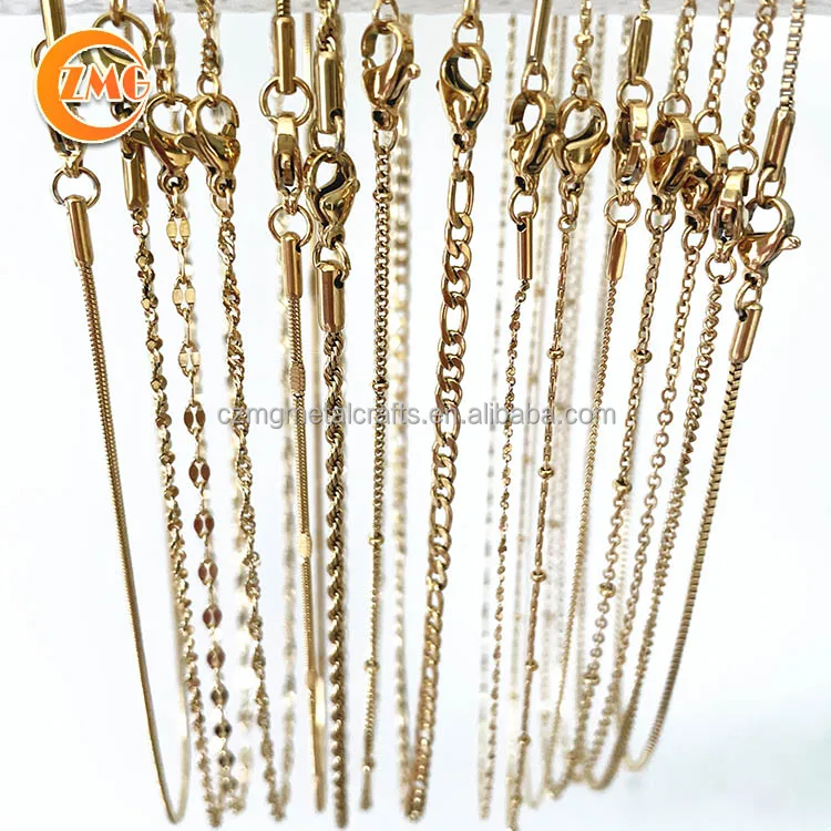 wholesale high quality PVD vacuum plated 18k gold stainless steel jewelry chain necklace for women