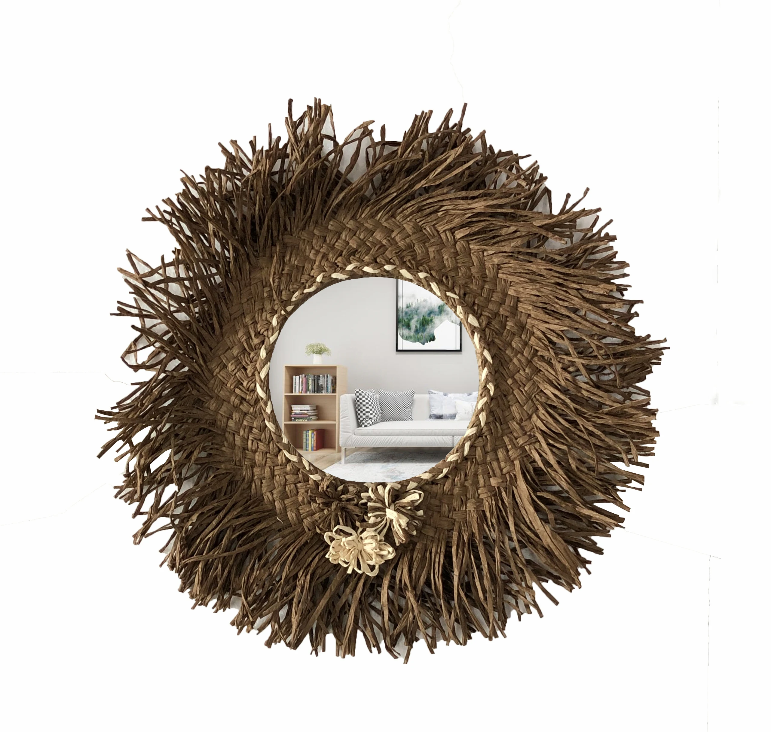 Vintage design round hanging bedroom wall home decor luxury large salon standing floor full body custom design mirror miroir