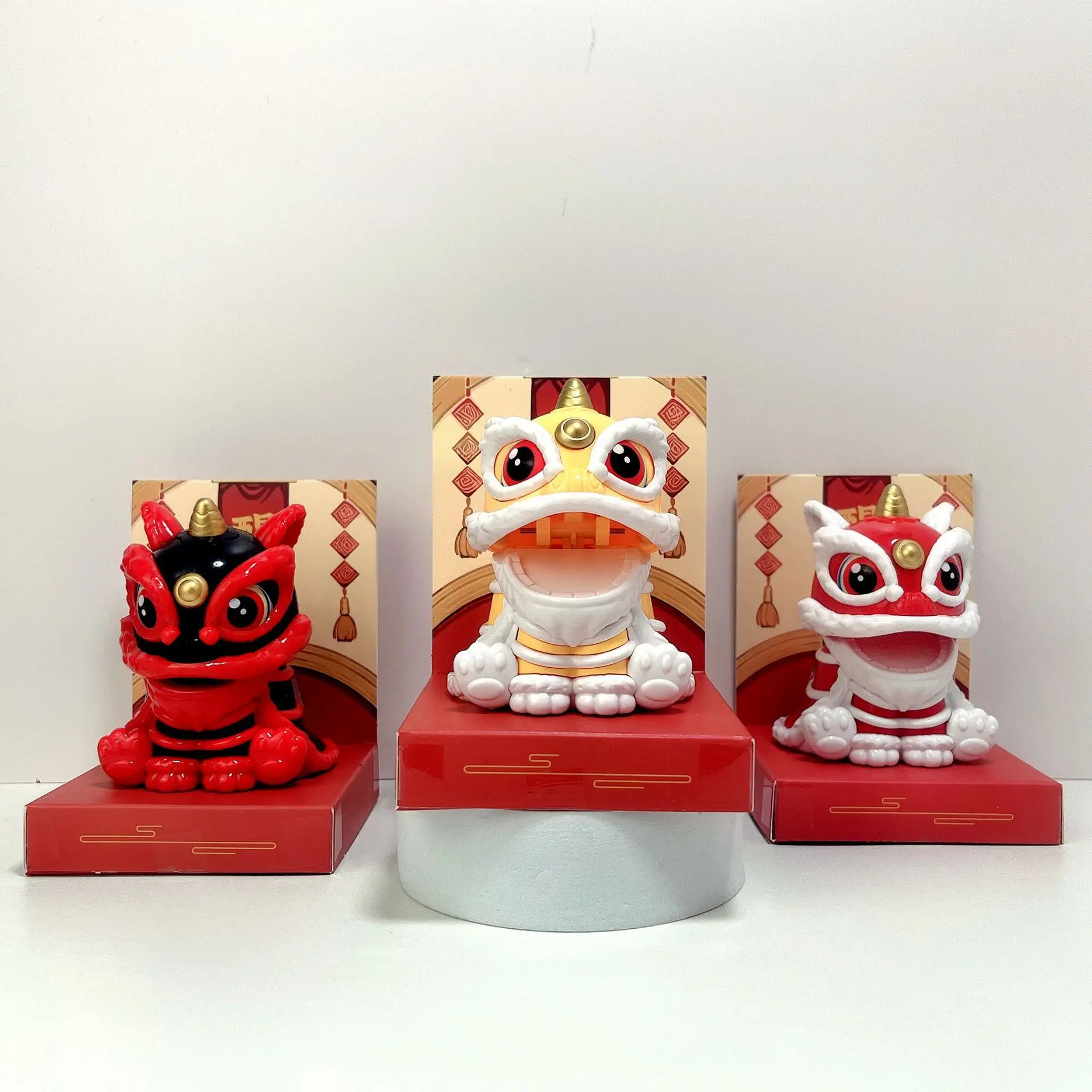 Chinese Traditional Lion Dance Miniature, Solar Waving Dancing Lion Statues for Home Restaurants Decorations&New Year Gifts
