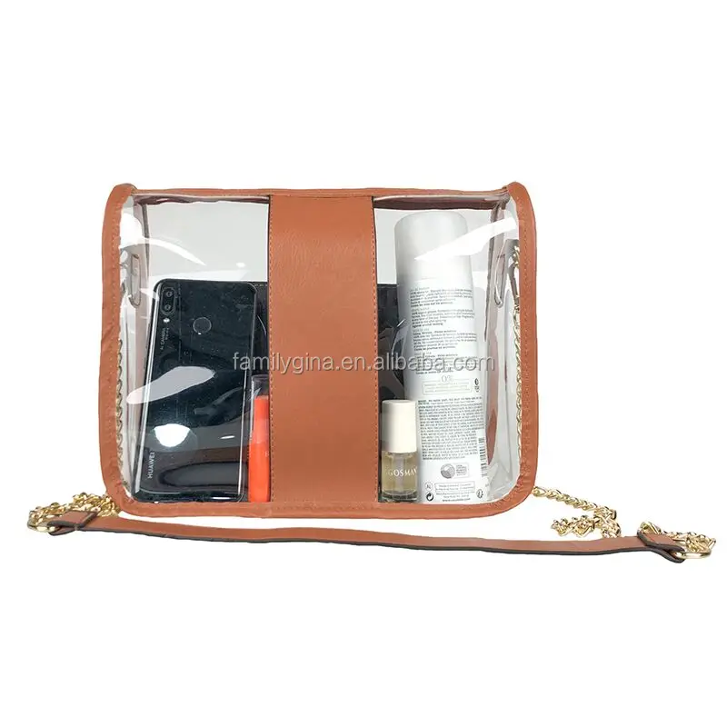 In Stock PVC Transparent Sidelines Clear Purse Women Personalized Clear Crossbody Stadium Purse