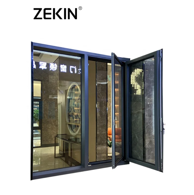 customized soundproof insulation aluminum casement window with screen double glass Aluminum framed outward open casement window
