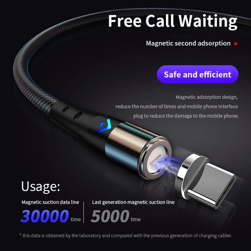 Top Selling 480mbps Data Transfer Usb Magnetic 360 Degree Rotating Data Cable Fast Charging Magnetic 3 in 1 Usb Cable