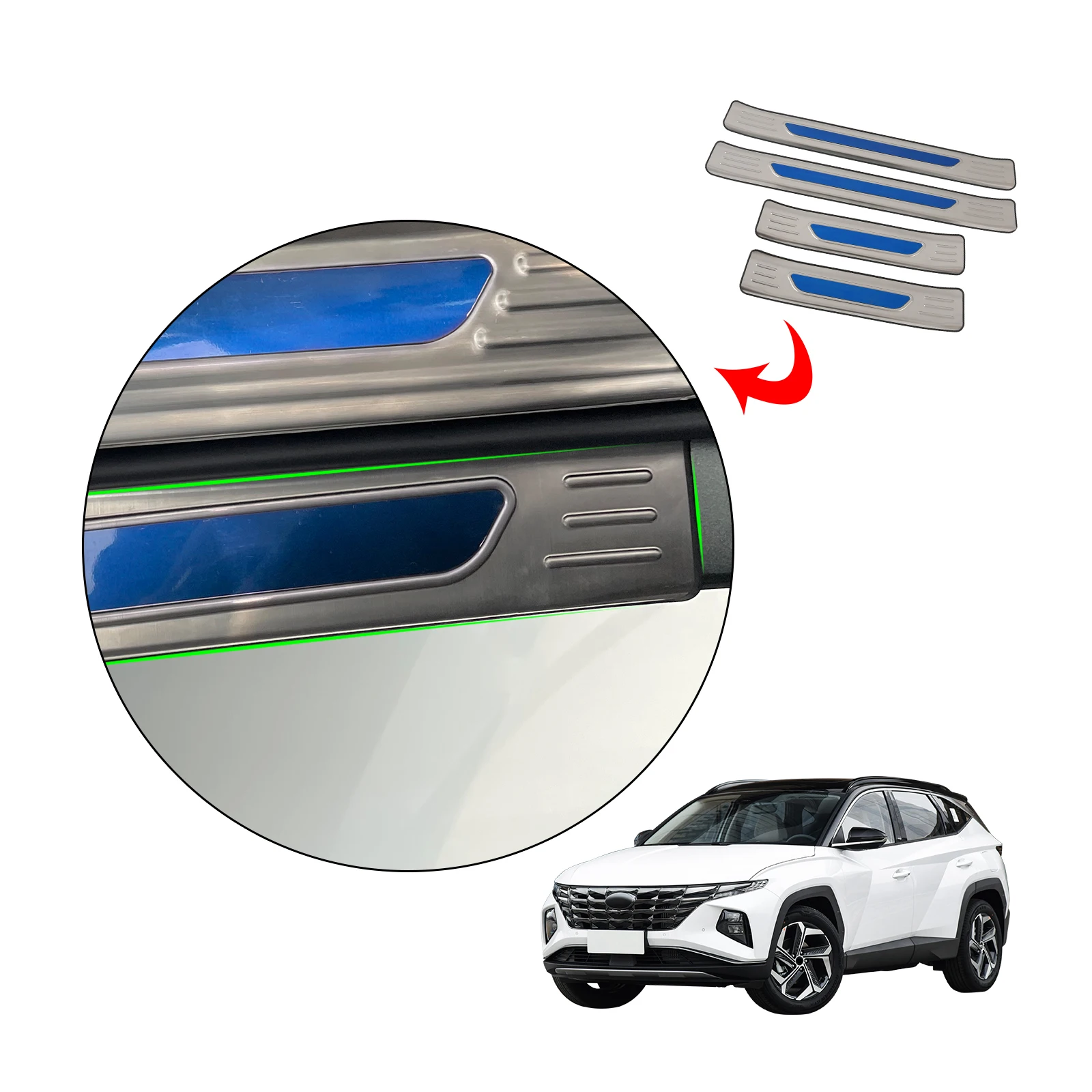 Silver Stainless Steel Wholesale Price Car Decoration Auto Parts Outer Door Scuff Plate Sill Guard For Hyundai Tucson 2022