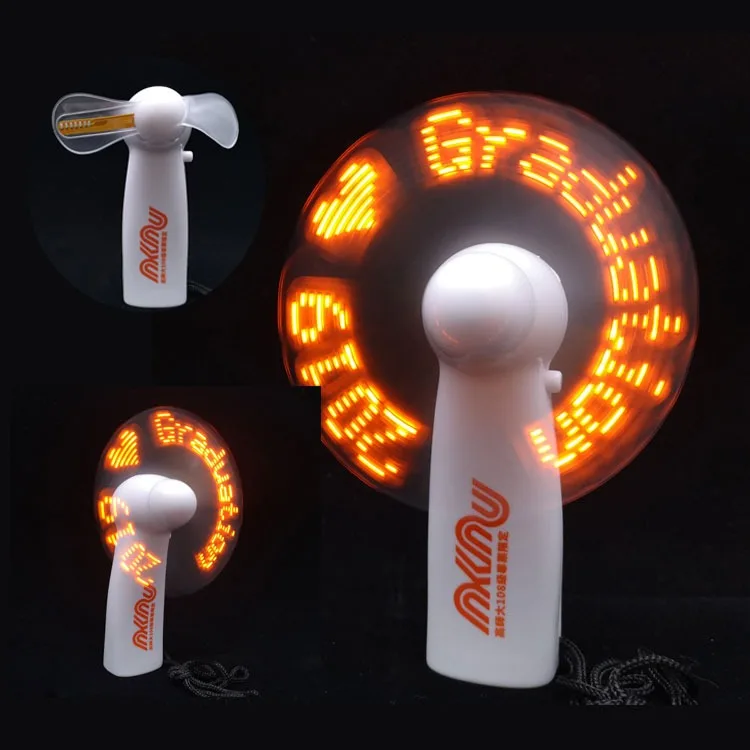 Advertising Promotion Gifts Handheld Portable Fan with LED Logo Cooling Patriotic Light up Mini LED Message Fan
