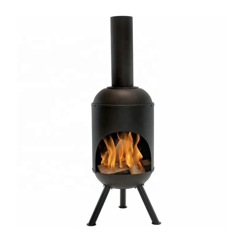
Black Metal Big Steel Backyard round chimney design standing Fire Pit 