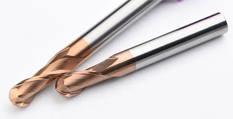 R0.5-R10 mm Hrc 55 2 Flute Carbide Ball Nose Milling Cutter Ball Nose End Mill For Die Steel Iron