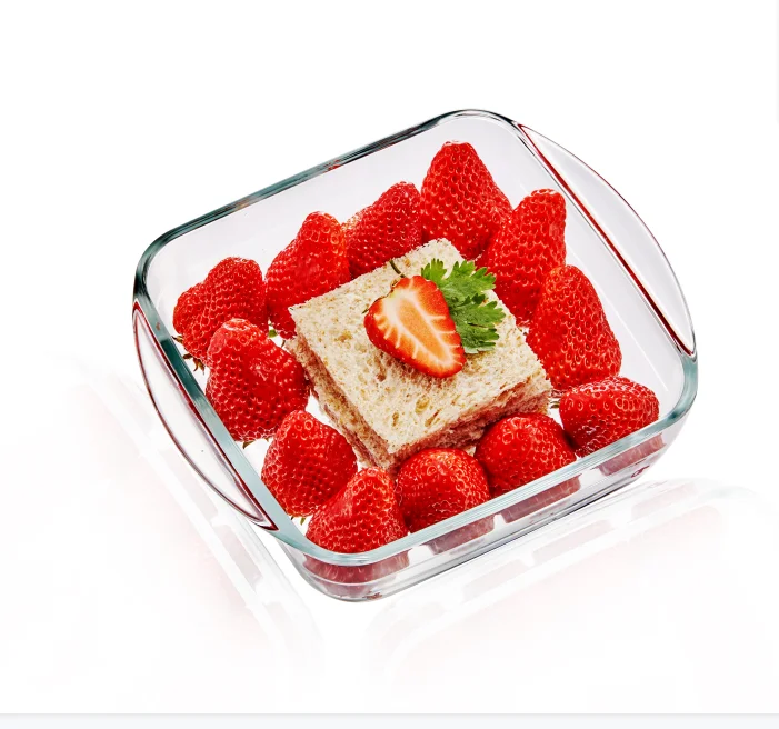 
Eco Friendly Heat resisting Square glass baking dish tray microwave safe borosilicate glass bakeware  (1600197719090)