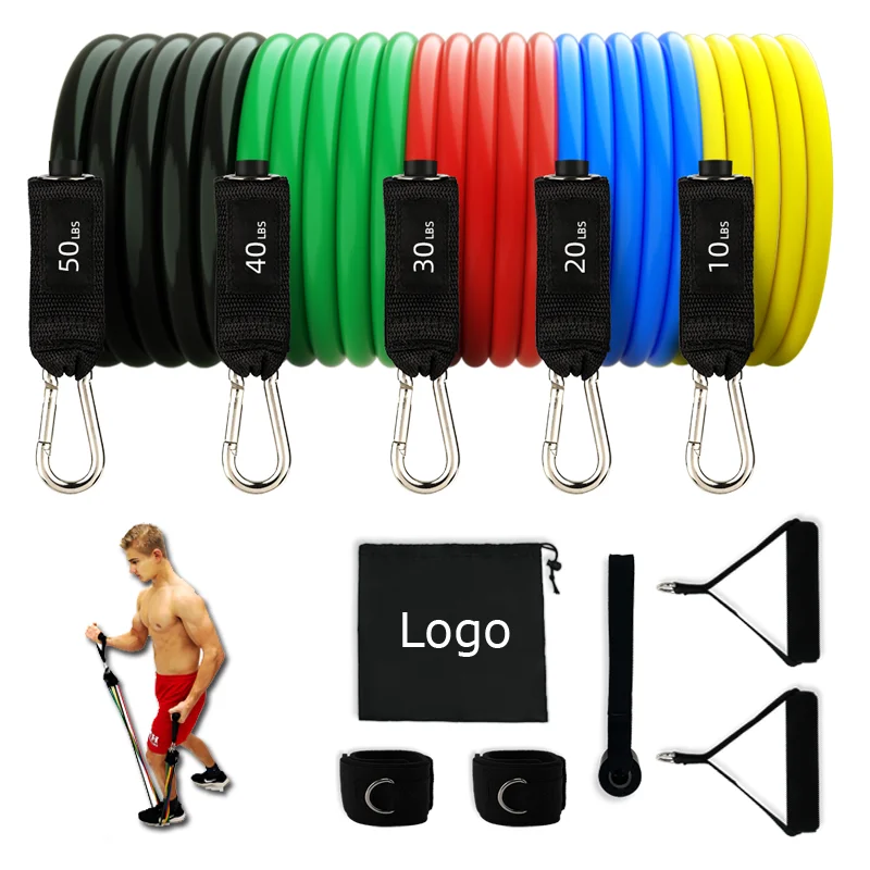 GEDENG Wholesale Bodybuilding Yoga Bands Elastic Gym Band Exercise Workout Latex Resistance Band Set 11pc Fitness Training Tube