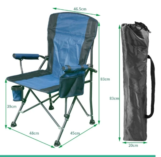Outdoor Folding Chair Portable Easy Side Pocket Cup Holder Director Chair Self-driving Tour Camping Picnic BBQ Fishing Chair