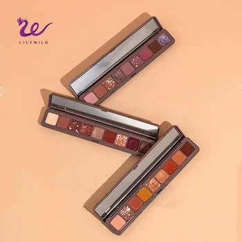 custom your logo high pigment holographic sparkling glitter eye shadow powder long lasting  9 color makeup eyeshadow palette