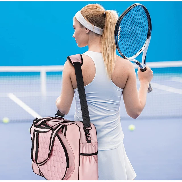 custom Water Resistant Leather Shoulder Paddles Beach quilted tennis backpack Rackets Bag For Women tennis tote pickleball bag