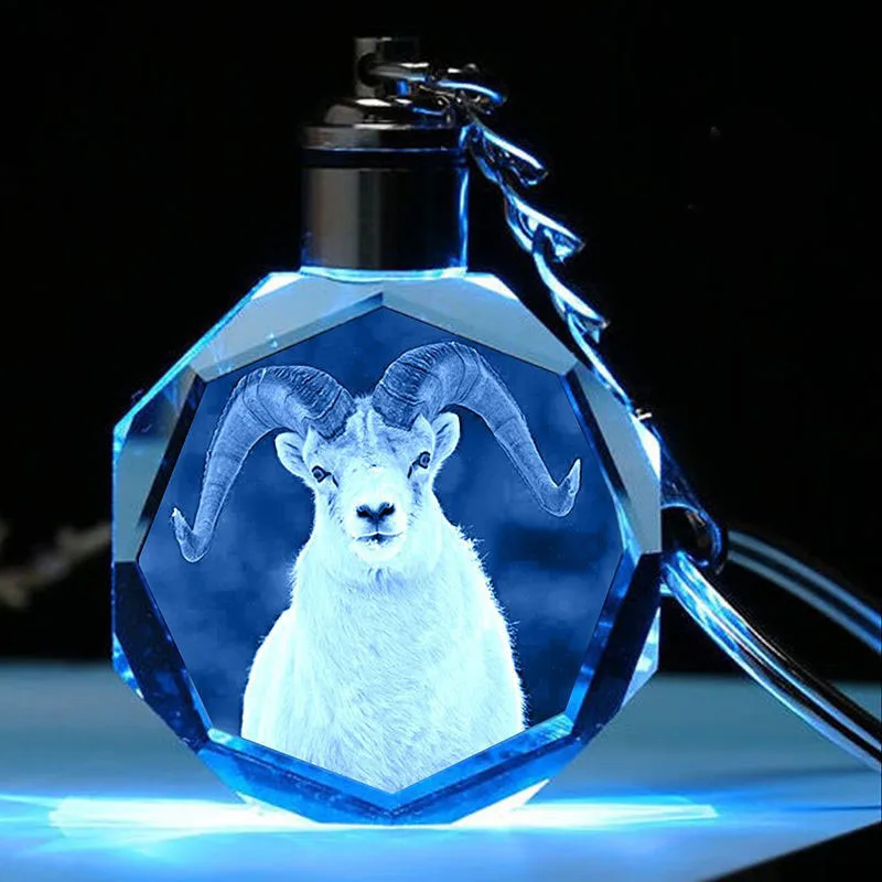 personalized 3d laser engraving zodiac crystal gems keychain