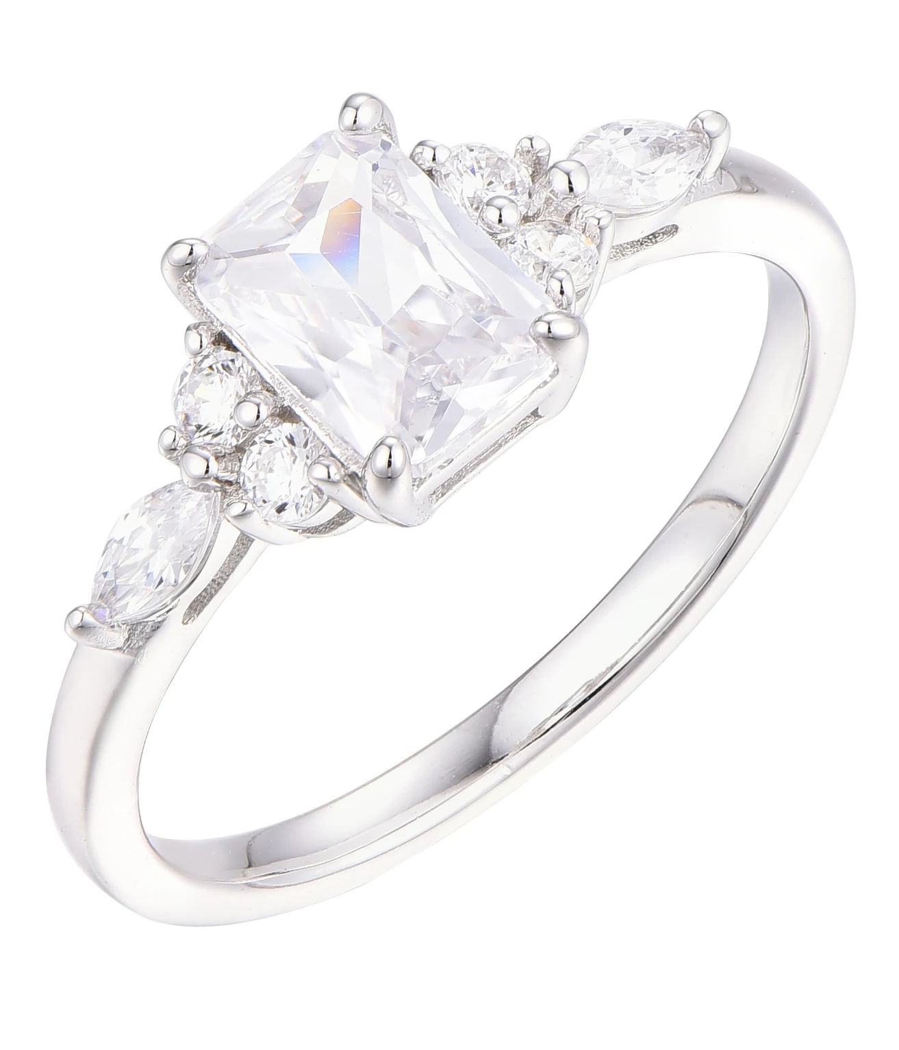 fine jewelry zircon ring s925 sterling silver ring emerald cut wedding engagement  ring for women gift gemstone custom jewelry