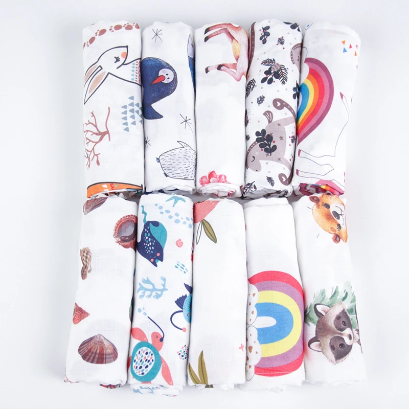 Hot sale new 100% organic cotton muslin blanket infant swaddle receiving custom baby blankets