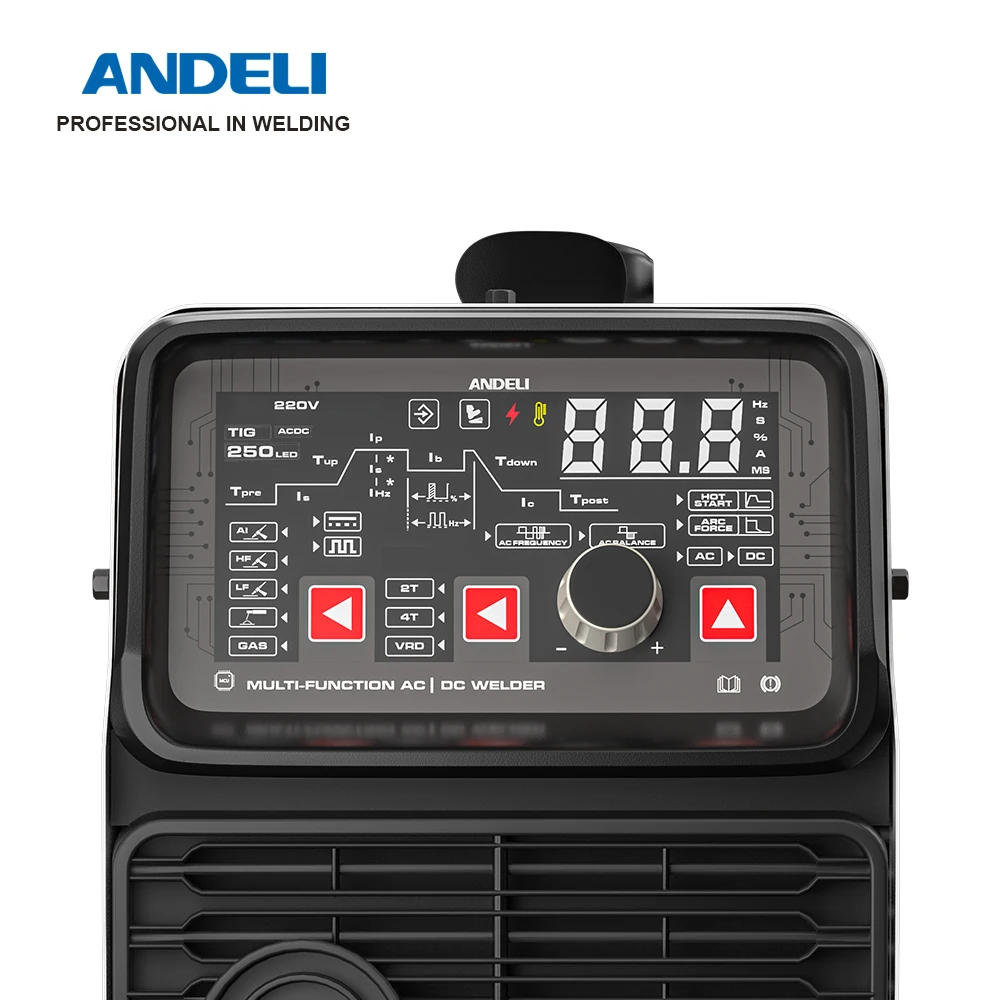 ANDELI Free ShippingTIG-250PE LED 220V AC DC TIG Welder TIG Welding Machine AC TIG Cold Pulse  Aluminum Welding MMA Spot