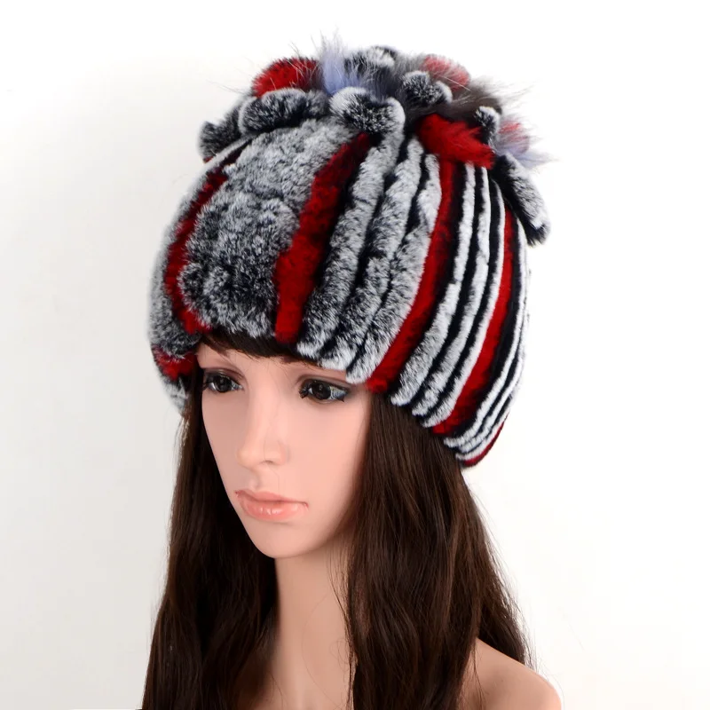 
Luxury soft winter warm wholesale real otter rabbit fur hat Winter hat keep warm Rabbit hair hat Condom Elastic 