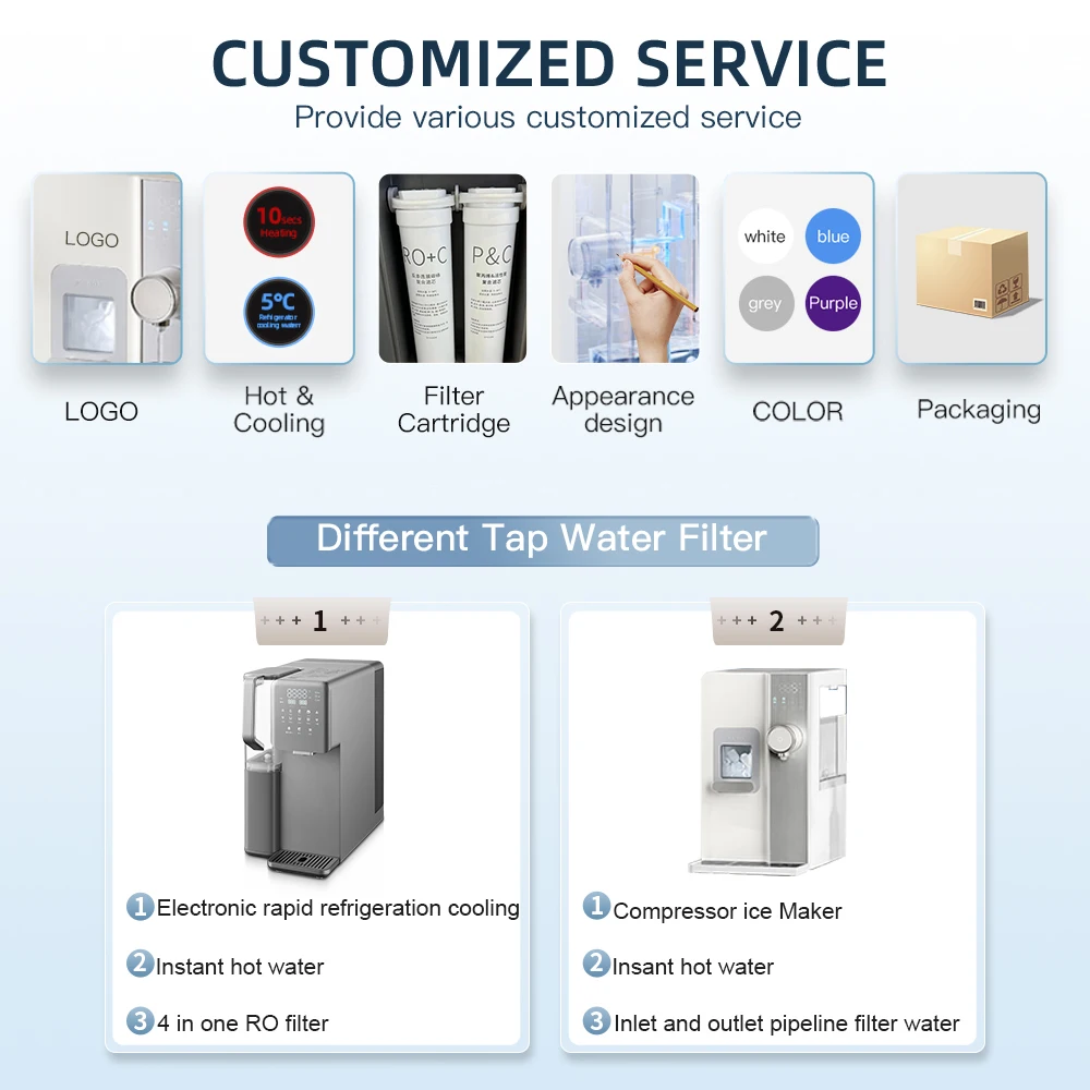 Professional Automatic electric Ice Maker Water Dispenser Ice Making Hot and Cold water With IDM Touch Screen