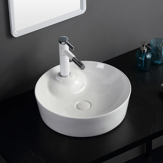 High Quality Bathroom Table Top Round Ceramic Vessel Sink Ceramic Art Basin Small Hand Wash Basin Sink