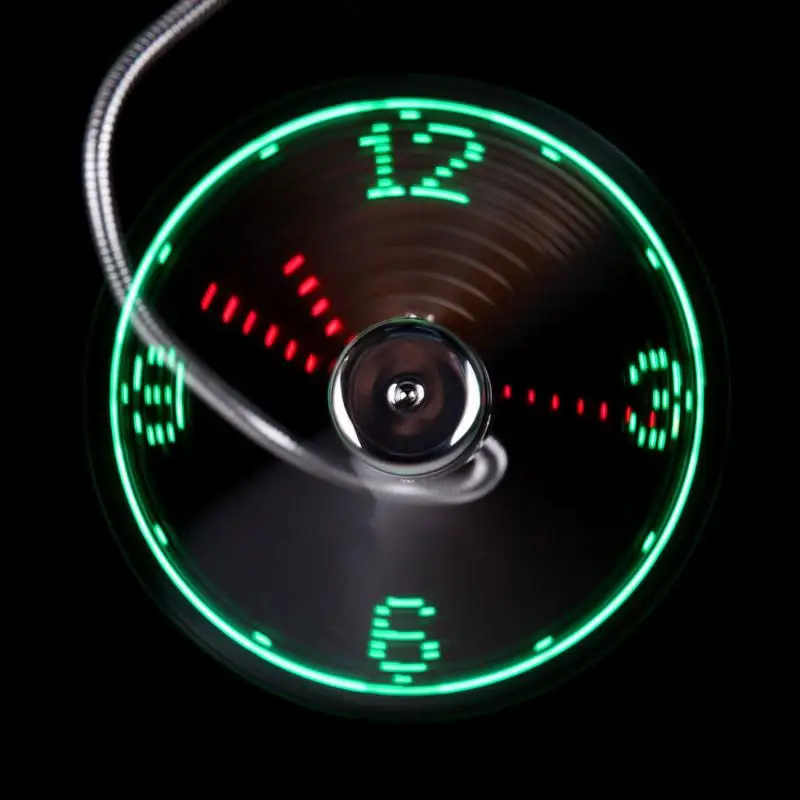 Factory Direct OEM Customizable USB Fan with LED Clock Time Display Gooseneck Flexible USB Fan Clock for PC Computer Laptop