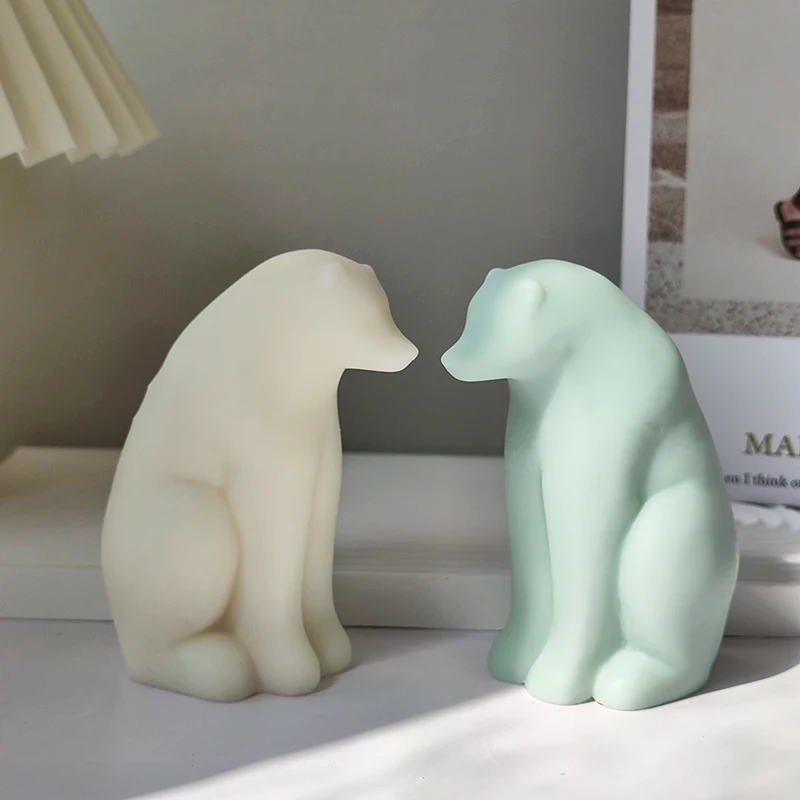 C67  Large polar bear Candle Mold manual aromatherapy gypsum decoration DIY cake baking mold