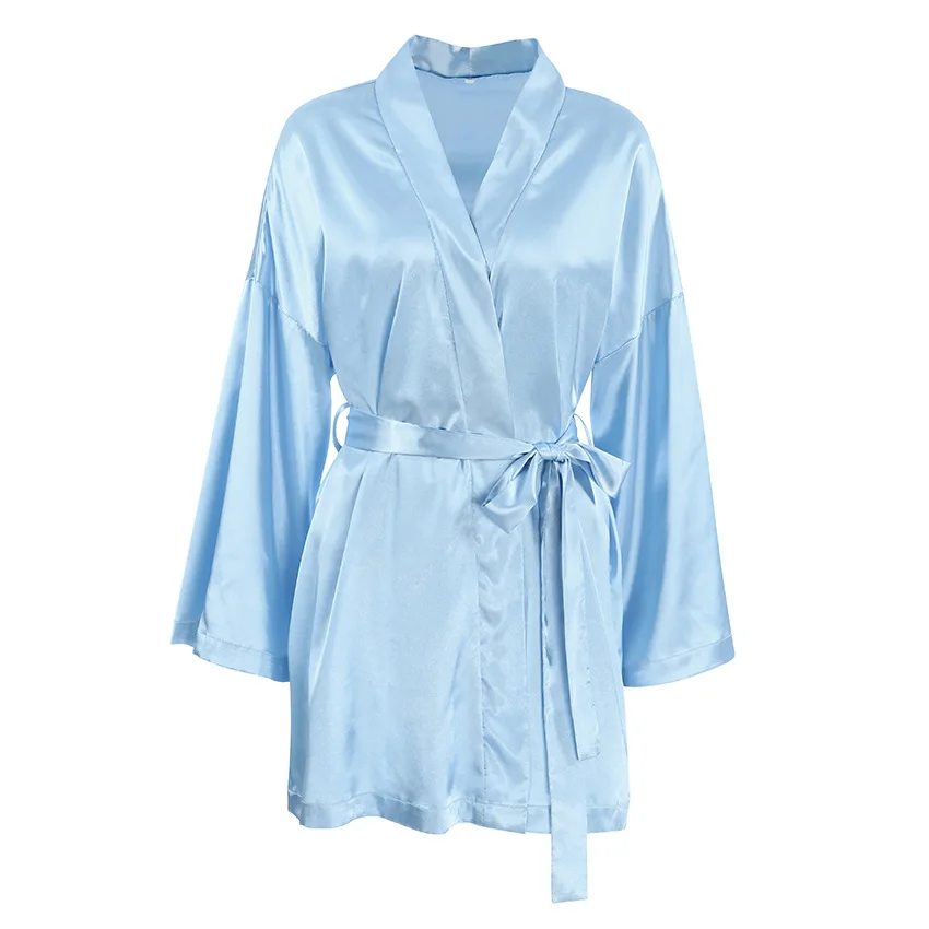 2024 hot selling lace up silk nightgown women loose casual long sleeved women home clothes