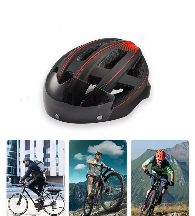 ANTMAX One Piece EPS Foam Lightweight Detachable Magnetic Goggles Cycling Helmet Adjustable for Adult Men Women Mountain & Road